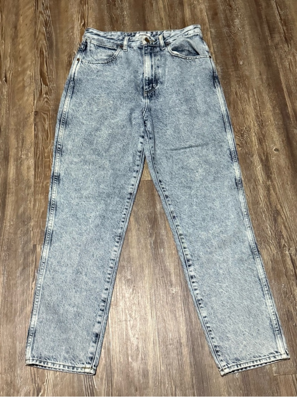 Wrangler Acid Wash Mom Jeans Women's 28 High Rise Relaxed Fit Baggy Denim